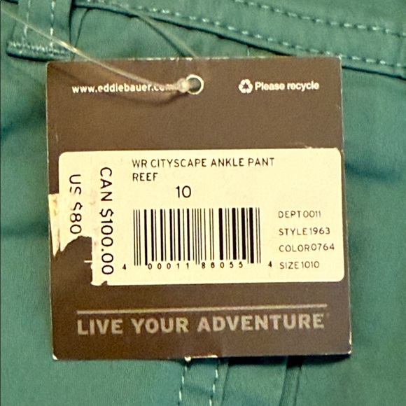 NWT Eddie Bauer Women's WR Cityscape Ankle Pant in Reef Blue Green Size 10 - Picture 11 of 11